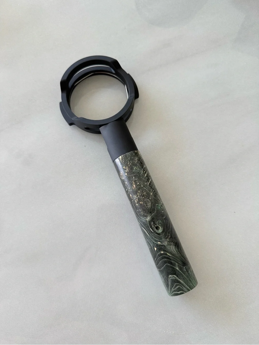 Premium Black and Green Marble Portafilter Handle for Espresso Machines